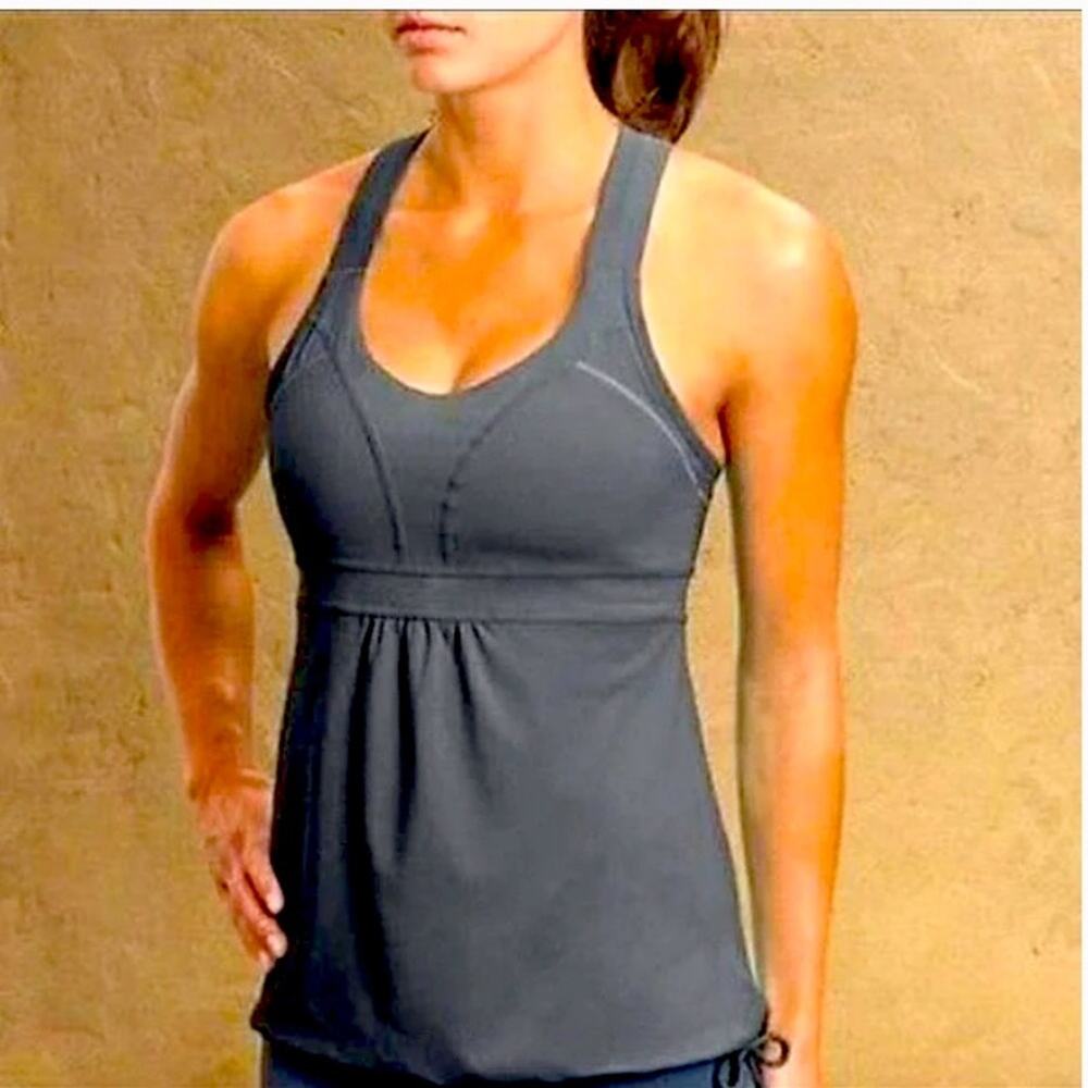 Athleta Horizon Racerback Muscle Gray Tank